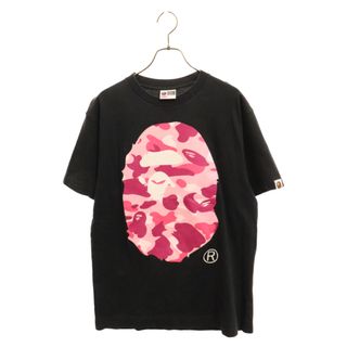 アベイシングエイプ(A BATHING APE)のA BATHING APE アベイシングエイプ 初期 BIG APE HEAD CAMO TEE 大猿 ベイプカモ 両面プリント半袖Tシャツ ブラック/ピンク(Tシャツ/カットソー(半袖/袖なし))