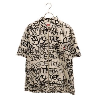 シュプリーム(Supreme)のSUPREME シュプリーム 18AW×Comme des Garcons SHIRT Graphic S/S Shirt コムデギャルソンシャツ グラフィックショートスリーブジップアップ半袖シャツ ホワイト S1FW18(シャツ)