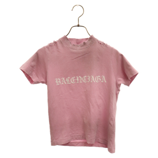 Balenciaga - BALENCIAGA バレンシアガ 24SS Shrunk Tee シュランク ダメージ加工 半袖Tシャツ ピンク 788246 TQVJ5
