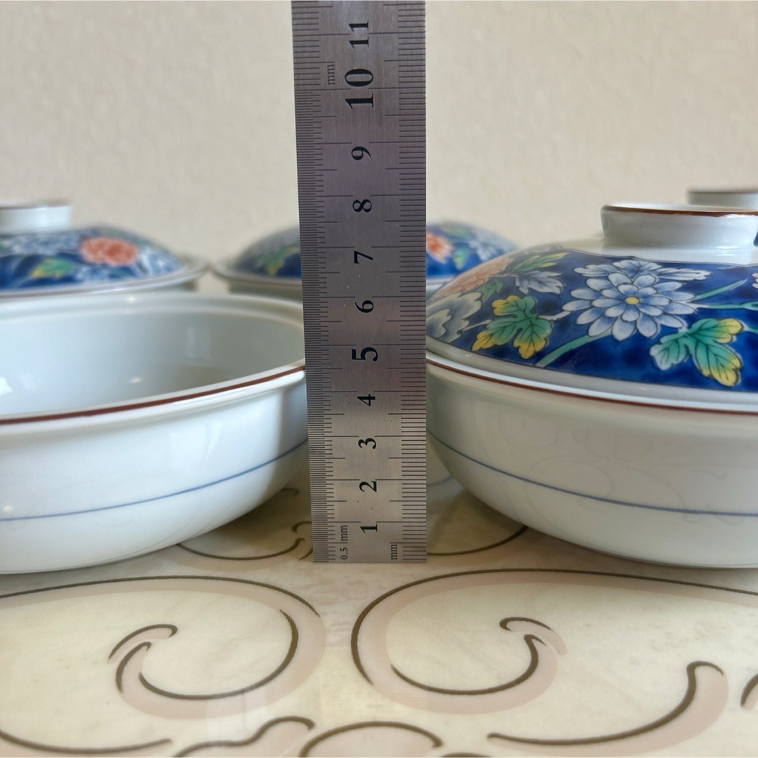美濃焼 - 前畑陶器 庫山窯 蓋付き煮物碗 5客セット 色絵 染付 美濃焼 - 前畑陶器 庫山窯 蓋付き煮物碗 5客セット 色絵 染付