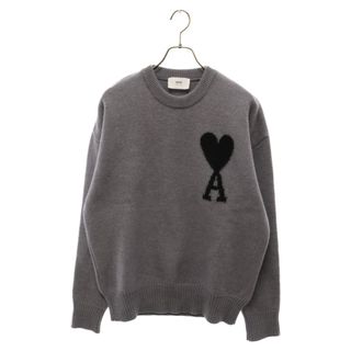 AMI Alexandre Mattiussi アミアレクサンドルマテュッシ AMI DE COEUR CREW NECK SWEATER ハートAロゴ クルーネック ニットセーター UKS002 グレー M(ニット/セーター)