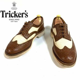 トリッカーズ(Trickers)の【美品】Tricker’s キャンバス レザーウイングチップ UK7.5 英国製(ドレス/ビジネス)