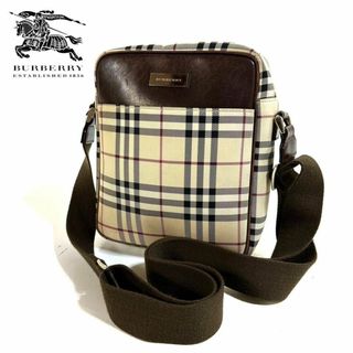 バーバリー(BURBERRY)の【希少品】BURBERRY ノバチェック レザー ショルダーバッグ ブラウン(ボディーバッグ)