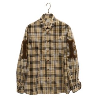 バーバリー(BURBERRY)のBURBERRY バーバリー 21AW TBロゴエルボーパッチ チェック ボタンダウン長袖シャツ ブラウン 8042350(シャツ)