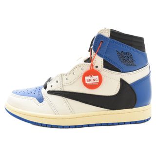 ナイキ(NIKE)のNIKE ナイキ ×TRAVIS SCOTT FRAGMENT DESIGN 1 HIGH OG SP トラヴィススコット フラグメントデザイン エアジョーダン1 ハイカットスニーカー US5.5/24cm ホワイト/ブルー DH3227-105(スニーカー)