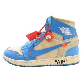 ナイキ(NIKE)のNIKE ナイキ ×OFF-WHITE AIR JORDAN 1 POWDER BLUE UNC オフホワイト エアジョーダン1 ハイカットスニーカー ブルー/ホワイト US10.5/28.5cm AQ0818-148(スニーカー)