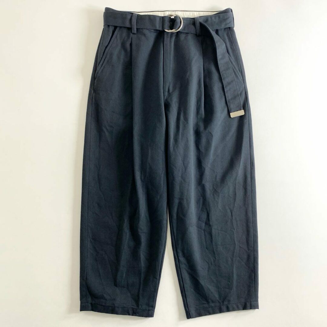 doublet(ダブレット)の62e5 doublet ダブレット SILK CHINO WIDE TAPERED TROUSERS シルクチノ ワイドテーパードパンツ トラウザー ボトムス 21SS10PT145 Sサイズ ネイビー コットン メンズのパンツ(その他)の商品写真