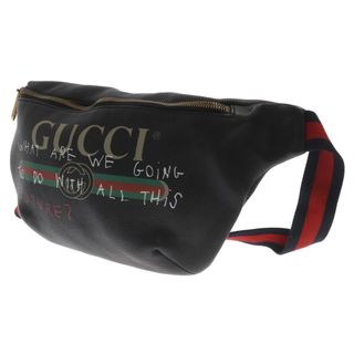 グッチ(Gucci)のGUCCI グッチ ココキャピタン シェリーライン ウェスト ボディ レザー ショルダーバッグ ブラック 493869(ウエストポーチ)