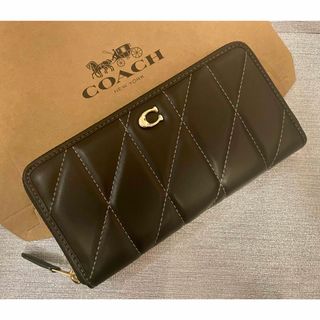 COACH - COACH  コーチキルティング　レザー　長財布　ブラック　未使用品