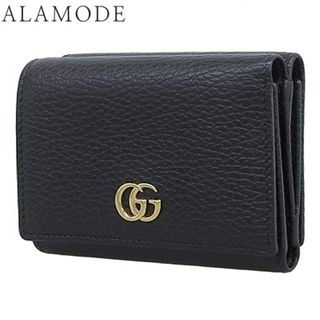 グッチ(Gucci)のGUCCI(グッチ) GGマーモント 三つ折り財布 コンパクト財布 3つ折り ミニウォレット レザー ブラック黒 ゴールド金具 474746 レディース 40802093527【中古】【アラモード】(財布)