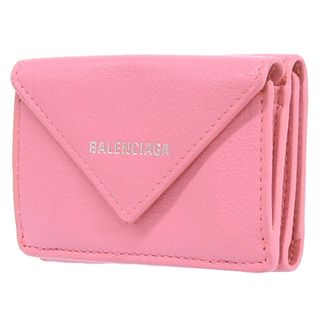 バレンシアガ(Balenciaga)のBALENCIAGA(バレンシアガ) ペーパー ミニウォレット コンパクト財布 3つ折り 三つ折り レザー ピンク シルバー金具 391446 レディース 40802091658【中古】【アラモード】(財布)