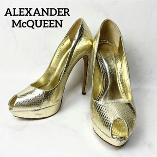 アレキサンダーマックイーン(Alexander McQueen)のアレキサンダーマックイーン　パンプス　ゴールド　24.5 美品(ハイヒール/パンプス)