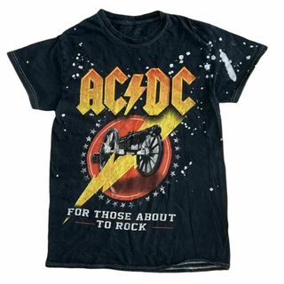 ミュージックティー(MUSIC TEE)のAC/DC 半袖バンドTシャツ ロック ペイントT バンT ブラック a21(Tシャツ/カットソー(半袖/袖なし))