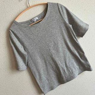 グレー　リブTシャツ　M