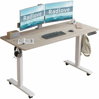 【色: Beige】Radlove パソコンデスク 電動昇降式 デスク 電動式 (オフィス/パソコンデスク)
