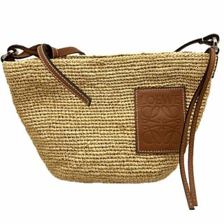 ロエベ(LOEWE)のLOEWE ロエベ ラフィア 　カーフ　レザー　ショルダー かご バッグ　ショルダーバッグ 522010　ブラウン　ナチュラル　ピーカン　レディース(ショルダーバッグ)