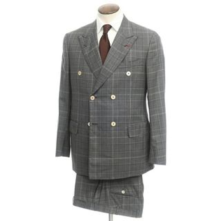 【新品】イザイア ISAIA SANITA サニタ ウール チェック ダブルスーツ ダークグレー【サイズ50】【メンズ】(セットアップ)