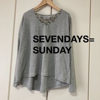 セブンデイズサンデイ(SEVENDAYS=SUNDAY)のビジュー付きカットソー　ゆったりシルエット (カットソー(長袖/七分))