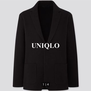 UNIQLO - UNIQLO ユニクロ　ウールブレンドニットジャケット　メンズ　ブラック　S