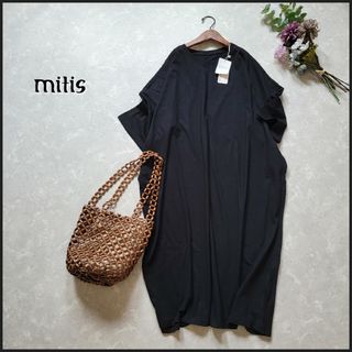 ミーティス(mitis)のミーティス●新品未使用タグ付き/美品♪ゆったりロング丈ワンピース/大きいサイズ(ロングワンピース/マキシワンピース)