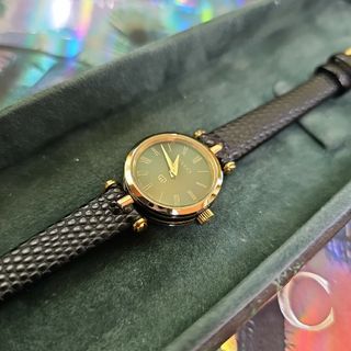 グッチ(Gucci)の☆【美品】グッチヴィンテージシェリーラインブラックフェイス腕時計(稼働品)(腕時計)