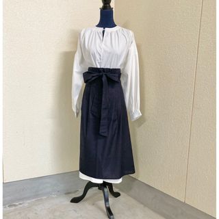 470 シンプル　エプロン　腰巻き　藍染　藍染め　インディゴ  ナチュラル(その他)