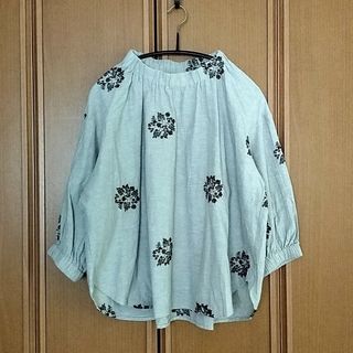 アルピーエス(rps)のrps　刺繍ブラウス　衿ギャザー　M　アールピーエス　綿麻　七分袖(シャツ/ブラウス(長袖/七分))