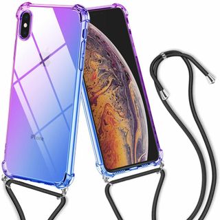 【色: パープルブルー】iPhone XS ケース クリア iPhone X ケ(その他)