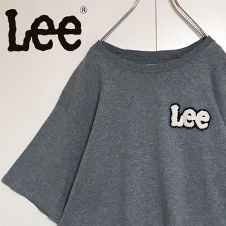 【美品】リー　パイルロゴ入りTシャツ　グレー　シンプル　丈短め　A1047(Tシャツ/カットソー(半袖/袖なし))