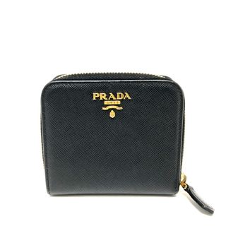 プラダ(PRADA)のプラダ PRADA ロゴ 1ML522 ウォレット コンパクトウォレット 2つ折り財布 サフィアーノレザー ブラック(財布)