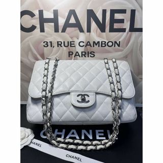 シャネル(CHANEL)の☆正規超美品☆シャネル　デカマト　キャビアスキン　Wチェーンショルダー　白♪(ショルダーバッグ)