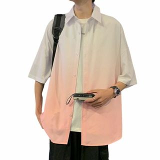 [PenBille] 夏服 シャツ メンズ 半袖 オーバーサイズシャツ ゆる シ(その他)