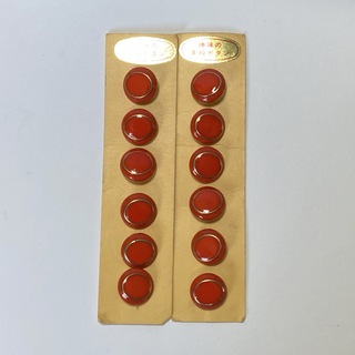 高級ボタン　足つきボタン　レトロボタン　台紙付　朱色　20mm 12個(各種パーツ)