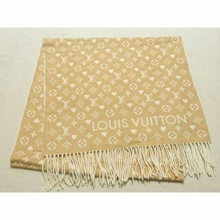 ルイヴィトン(LOUIS VUITTON)の美品 LOUIS VUITTON ヴィトン M76900 マフラー・ゲーム・オン ☆ カシミヤ100％ ベージュ系 総柄 レディース マフラー ▼ シト000/6C(マフラー/ショール)