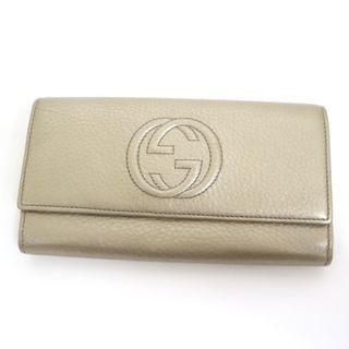 グッチ(Gucci)の【GUCCI】グッチ 2つ折り長財布 インターロッキング レザー×ゴールド金具 ゴールド 282414/md16279ar(財布)