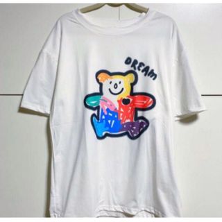 新品 韓国 オーバーサイズ ビッグベア 半袖Tシャツ プリント  夏 (Tシャツ(半袖/袖なし))