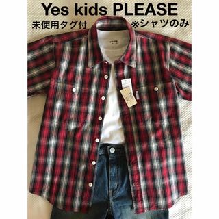 【未使用・美品・タグ付】Yes kids PLEASE★チェック 半袖シャツ(ブラウス)