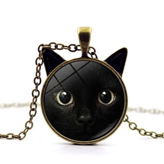 【希少品】黒猫　ペンダント　ネックレス　レトロ　ゴールド　ネコ好き　アンティーク(ネックレス)