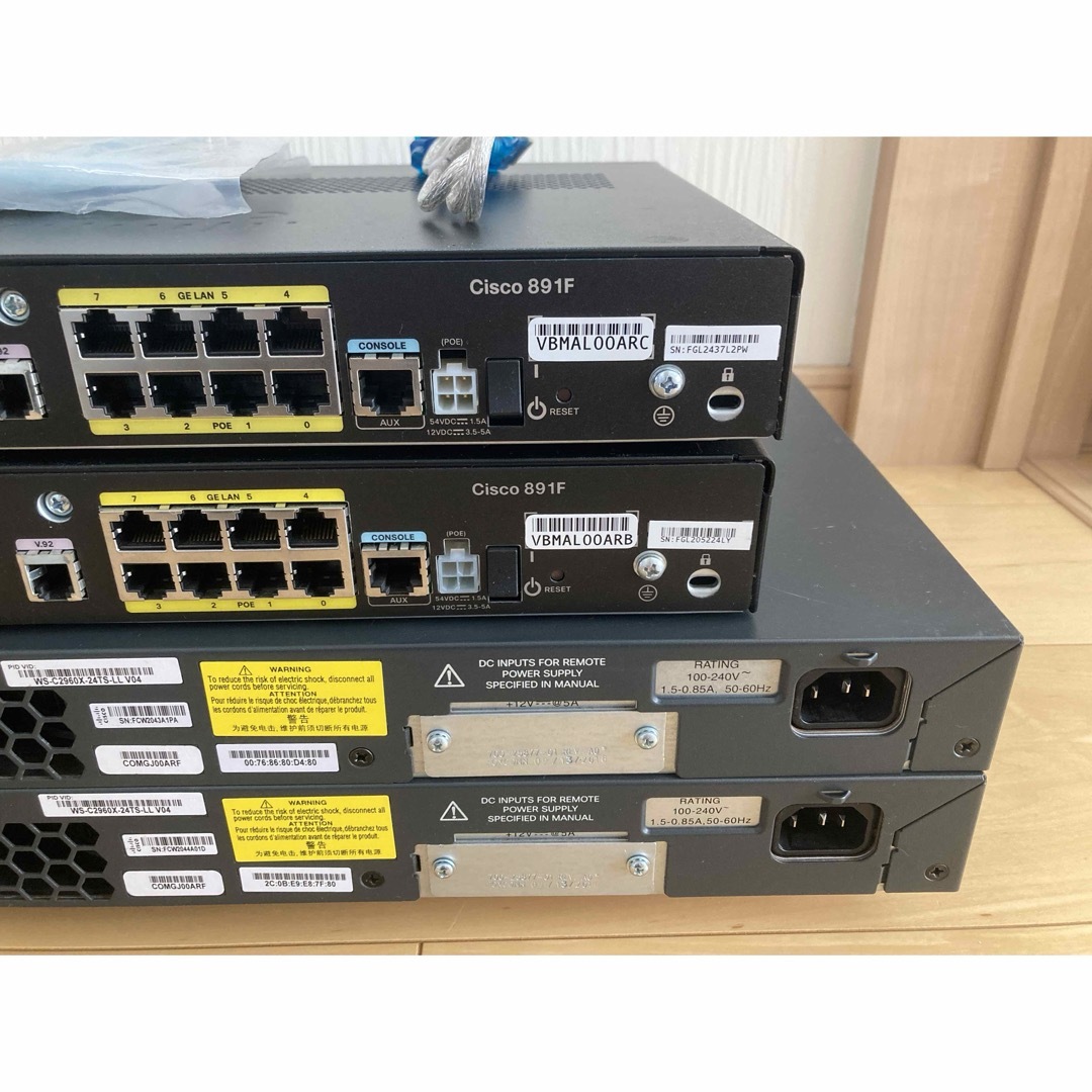 【CCNA、CCNP】4台Cisco891FJ、Catalyst2960X 【CCNA、CCNP】4台Cisco891FJ、Catalyst2960X