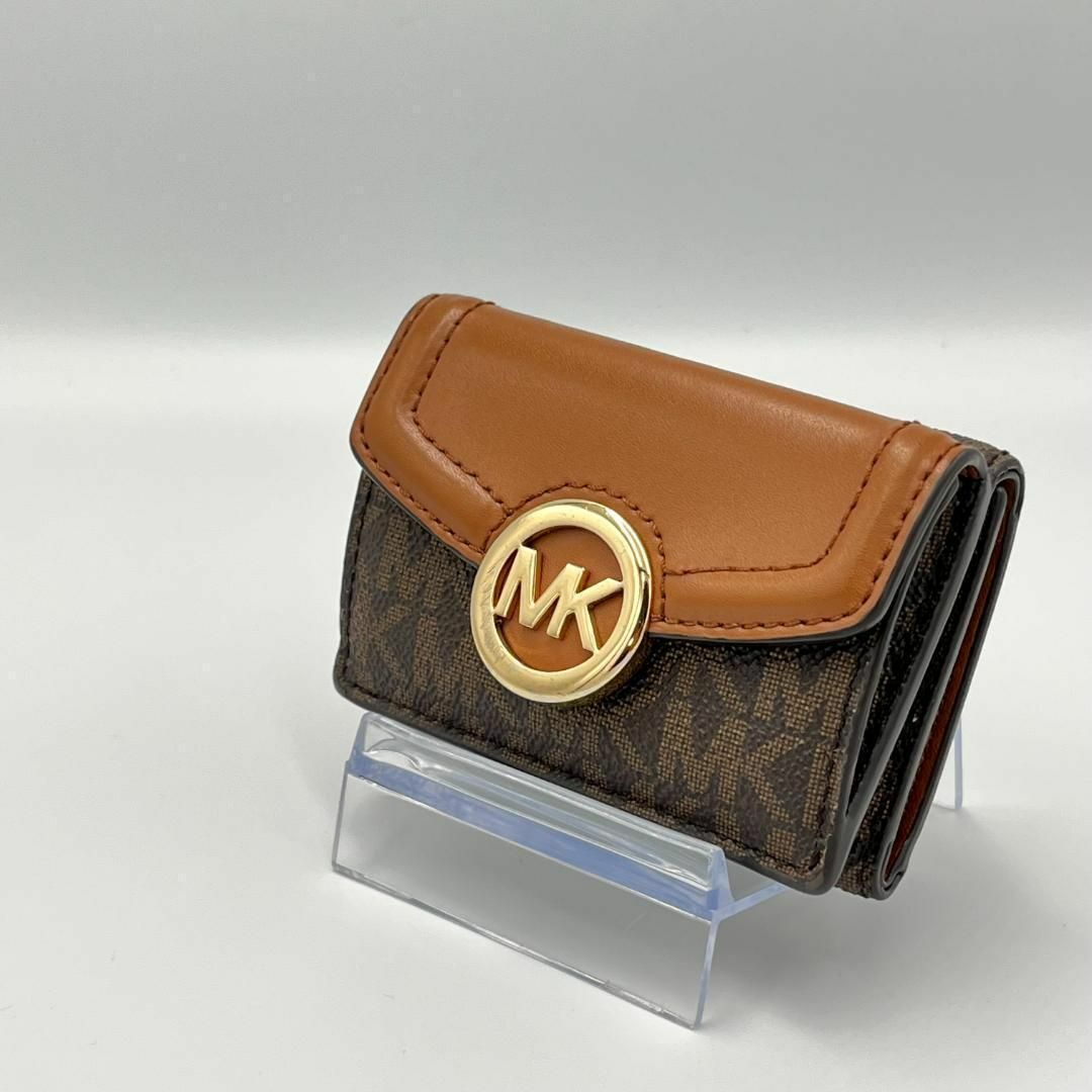 美品】MICHAEL KORS 三つ折り コンパクトウォレットMK ブラウン 美品】MICHAEL KORS 三つ折り コンパクトウォレットMK ブラウン