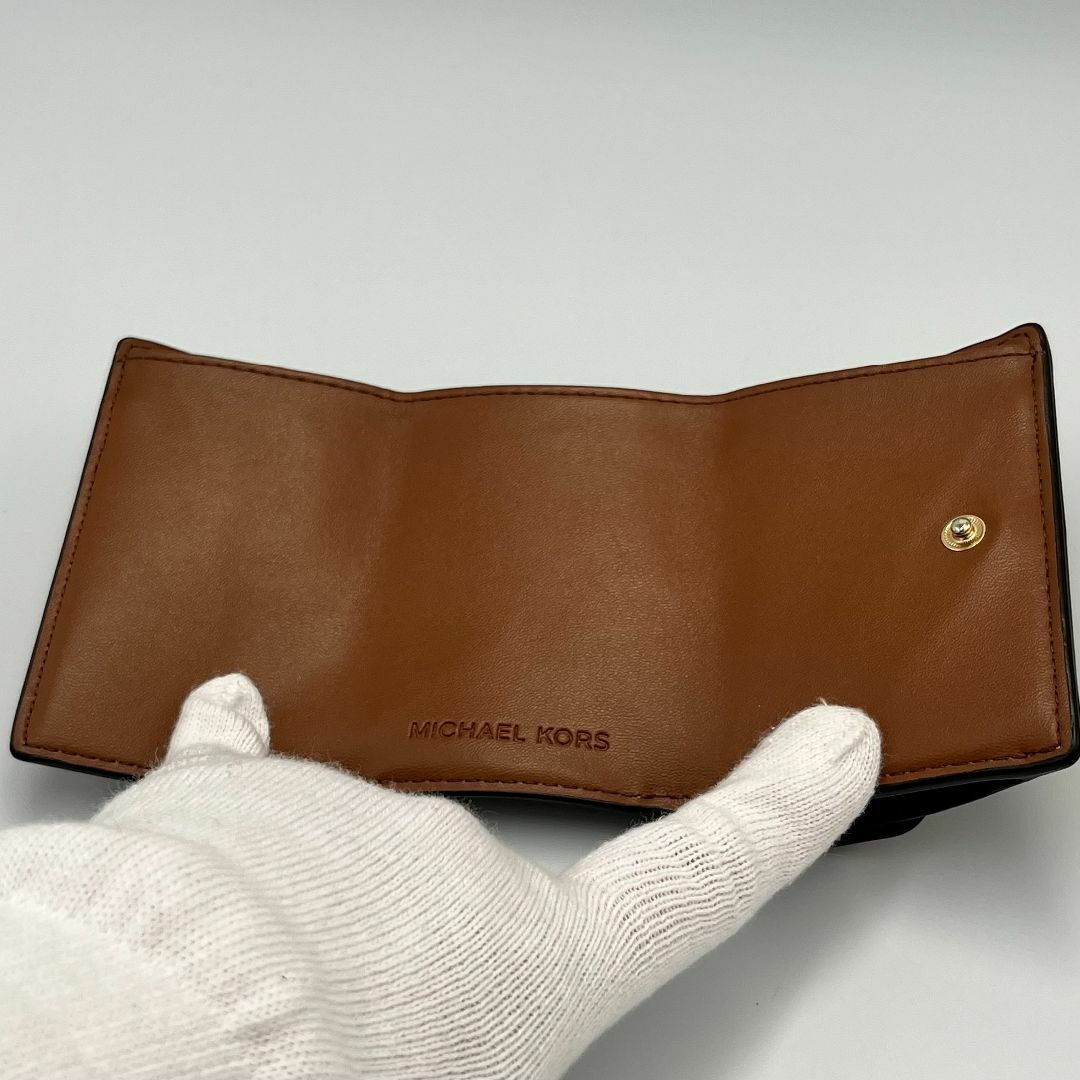 美品】MICHAEL KORS 三つ折り コンパクトウォレットMK ブラウン 美品】MICHAEL KORS 三つ折り コンパクトウォレットMK ブラウン