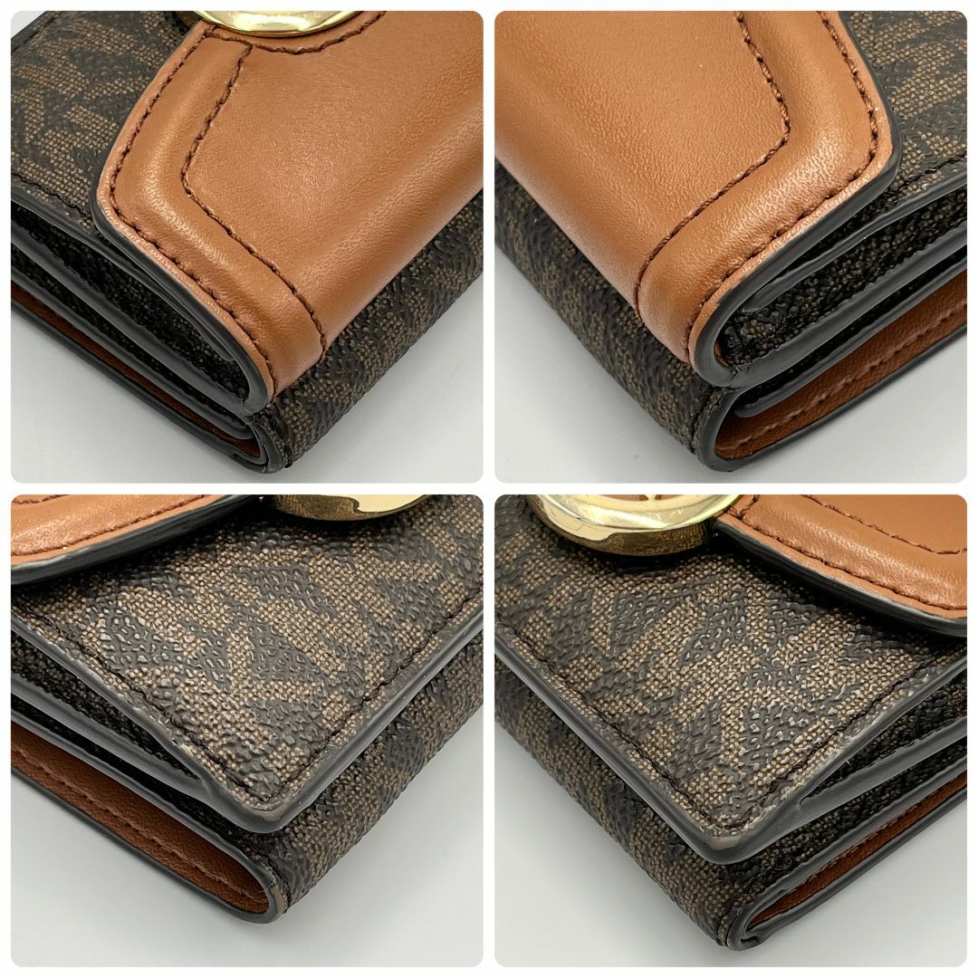 美品】MICHAEL KORS 三つ折り コンパクトウォレットMK ブラウン 美品】MICHAEL KORS 三つ折り コンパクトウォレットMK ブラウン