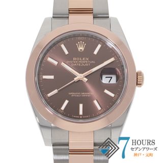 ロレックス(ROLEX)の【120459】ROLEX ロレックス  126301 デイトジャスト 41 チョコレートダイヤル ランダム番 PG/SS 自動巻き ギャランティーカード 当店オリジナルボックス 腕時計 時計 WATCH メンズ 男性 男 紳士【中古】(腕時計(アナログ))