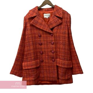 CHANEL Vintage Wool Tweed Jacket P57155V43227 シャネル ヴィンテージウールツイードジャケット ココマーク ココボタン ウール素材 裏地シルク レッド×オレンジ サイズ42【240504】【中古-A】【me04】