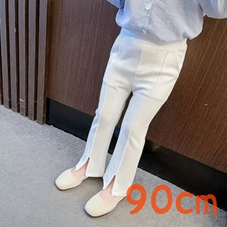 キッズ デザインフレアパンツ 90 ホワイト ブラック(パンツ/スパッツ)