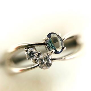 極美品　PT900 0.11ct アレキサンドライト 0.14 ダイヤ リング(リング(指輪))