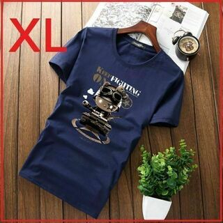 Tシャツキャラクタープリントレディース半袖 ネイビー XL ユニセックス(Tシャツ(半袖/袖なし))