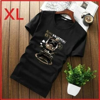 Tシャツキャラクタープリントレディース半袖 ブラック XL ユニセックス(Tシャツ(半袖/袖なし))