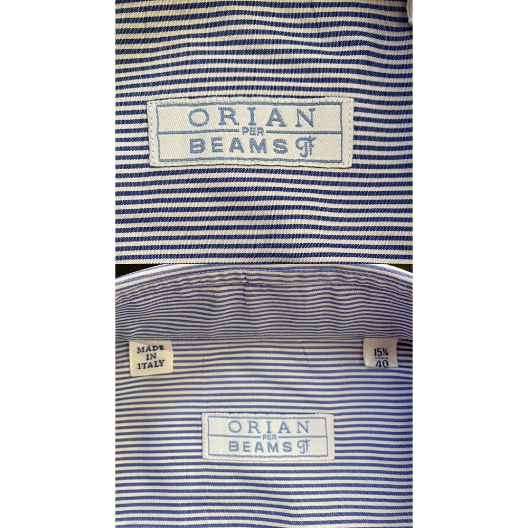 BEAMS F(ビームスエフ)の【美品】ORIAN ×ビームスエフ ドレスシャツ L ロンドンストライプ 白×紺 メンズのトップス(シャツ)の商品写真