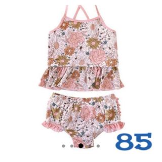 【新品未使用】女の子水着85/セパレート/花柄/フリル/ベビー水着/24ヶ月(水着)